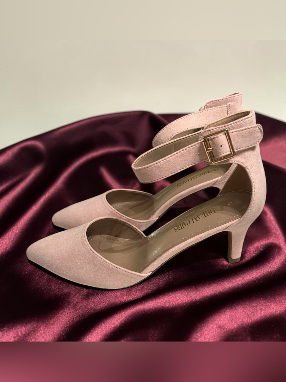 Dream Pairs Women’s Pink Shoes Pumps Size 8 Faux Suede Ankle Strap Low Heels